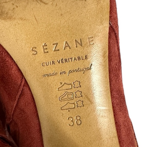 Sezane High Camille Red Suede Boots Size 38 French US 7 Booties Block Heel Boots - Picture 7 of 14